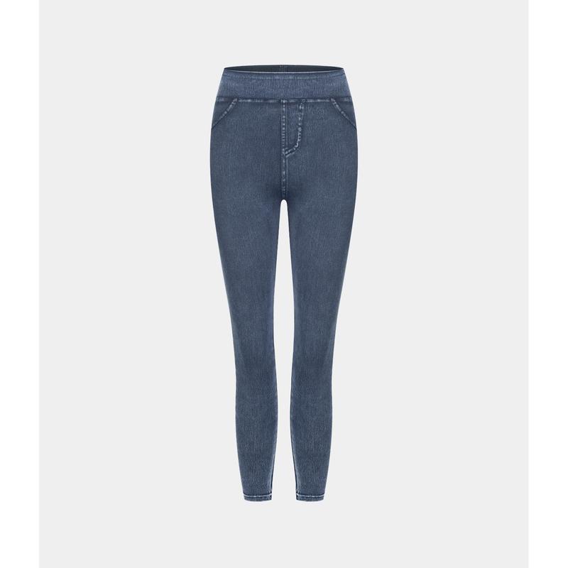 Halara Flex High Waisted Back Side Pocket Stretchy Knit Denim Casual Leggings