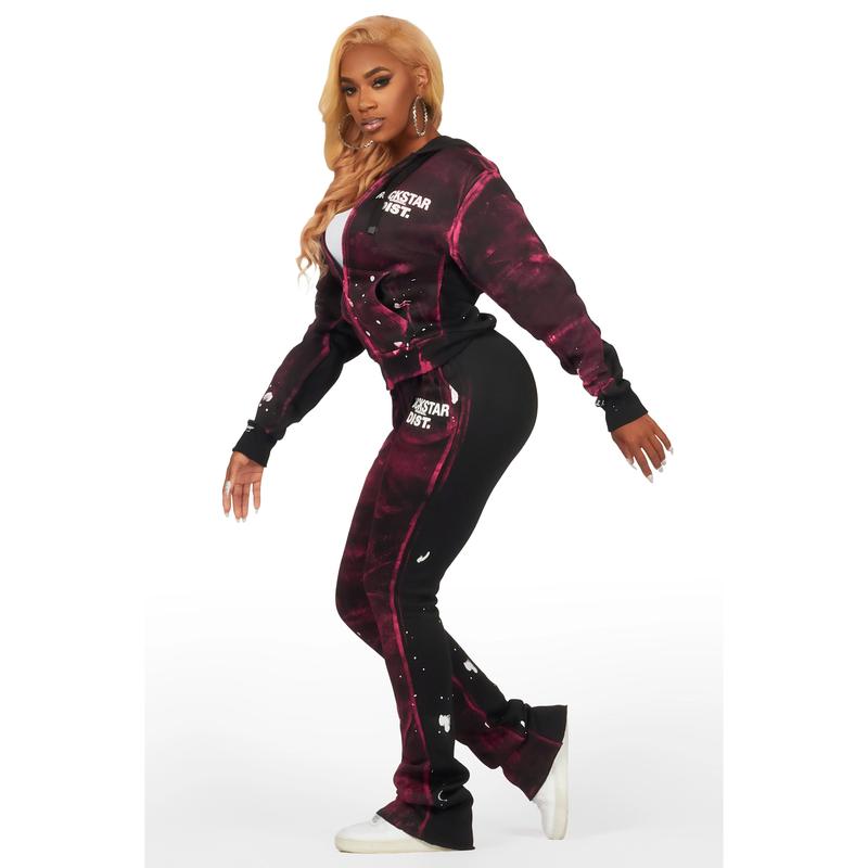 Martina Black Zip Up Super Stacked Trackset