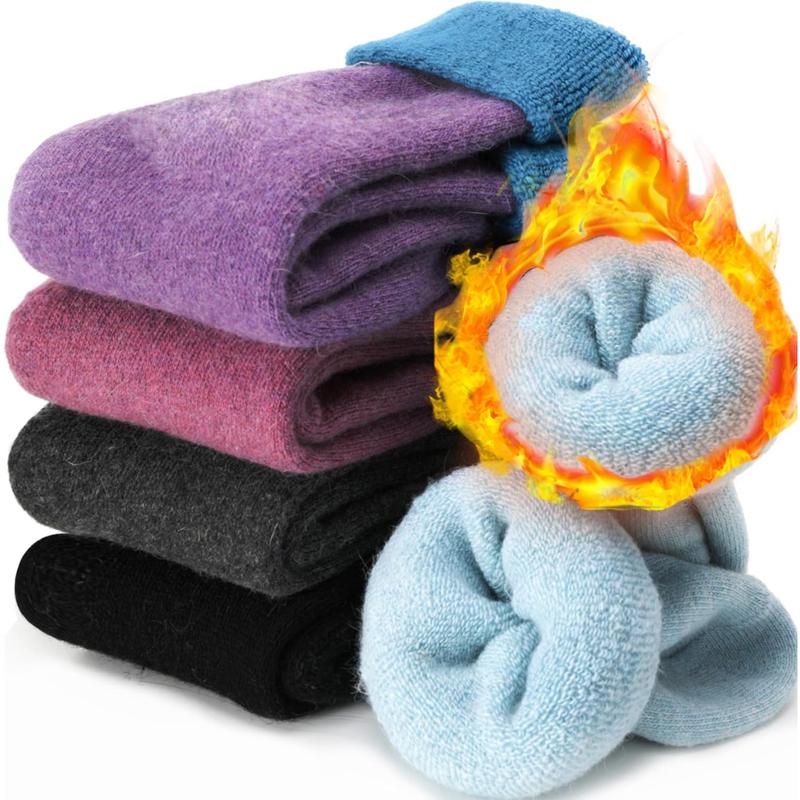 5 Pairs Women Socks Thermal Hiking Winter Warm Thick Cozy Cabin Crew Comfy Socks for Ladies