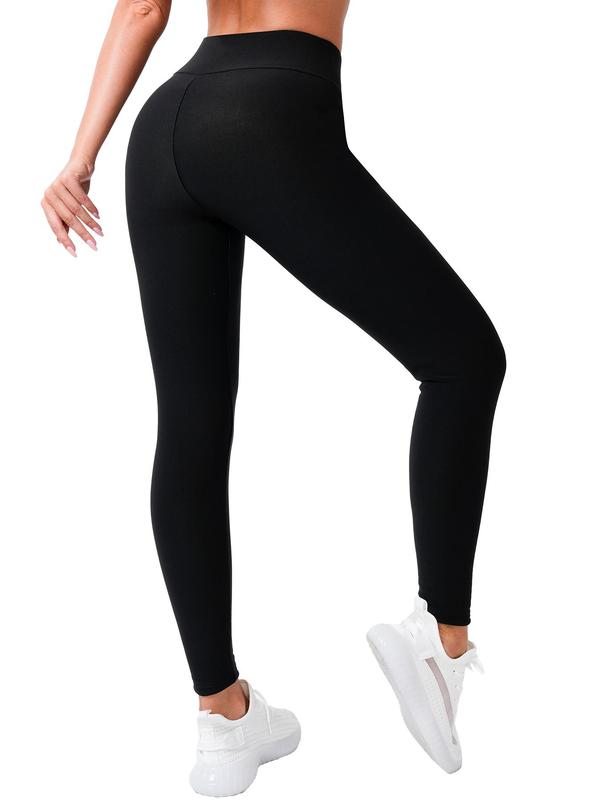 Women's Solid Fleece Lined Thermal Lined Skinny Pants, Casual Comfy Warm Leggings for Fall & Winter, Women's Bottoms for Daily Wear
