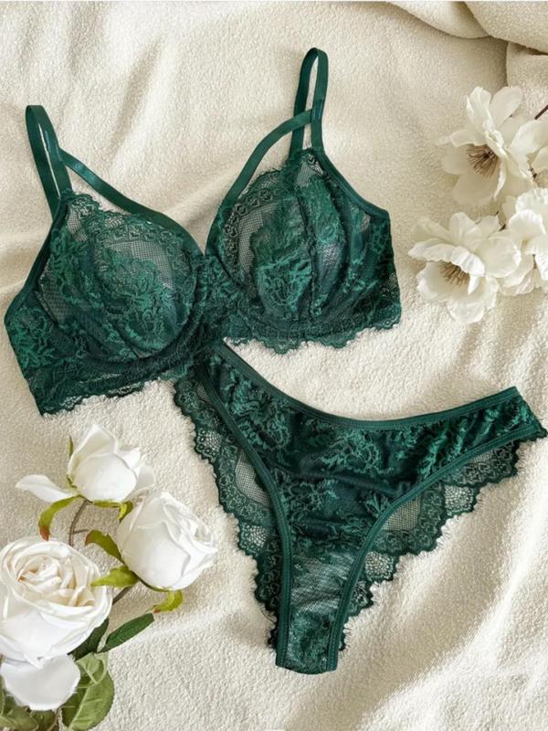 Women's Solid Color Cut Out Sheer Push Up Bra & Lace Thong Set, Fashion Comfy Underwear Set for Daily Wear,  Underwear for Women, Lingerie Sets, Women Underwear for All Seasons, Back To School Set Birthday Wear Black Girl