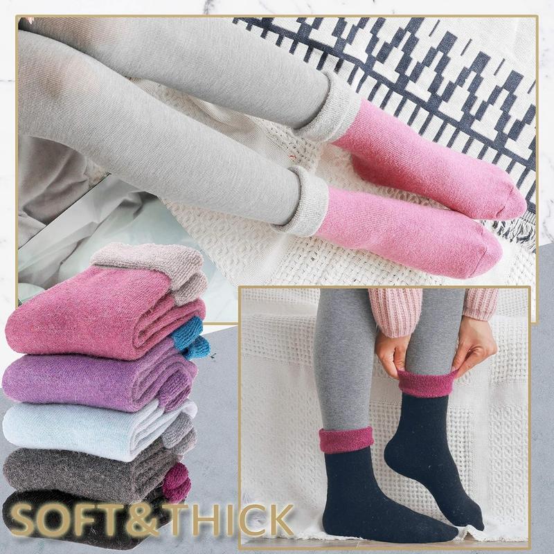 5 Pairs Women Socks Thermal Hiking Winter Warm Thick Cozy Cabin Crew Comfy Socks for Ladies