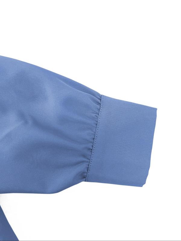 Women's Plain V Neck Long Sleeve Blouse, Casual Solid Color Top for Daily Wear, Ladies Clothes for All Seasons