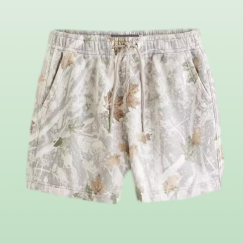Women's Maple Leaf Summer Beach Shorts, Camouflage Casual Shorts Mesh Vintage Sweatpants Unisex, Thrifty Style Shorts for Beach Holiday Party