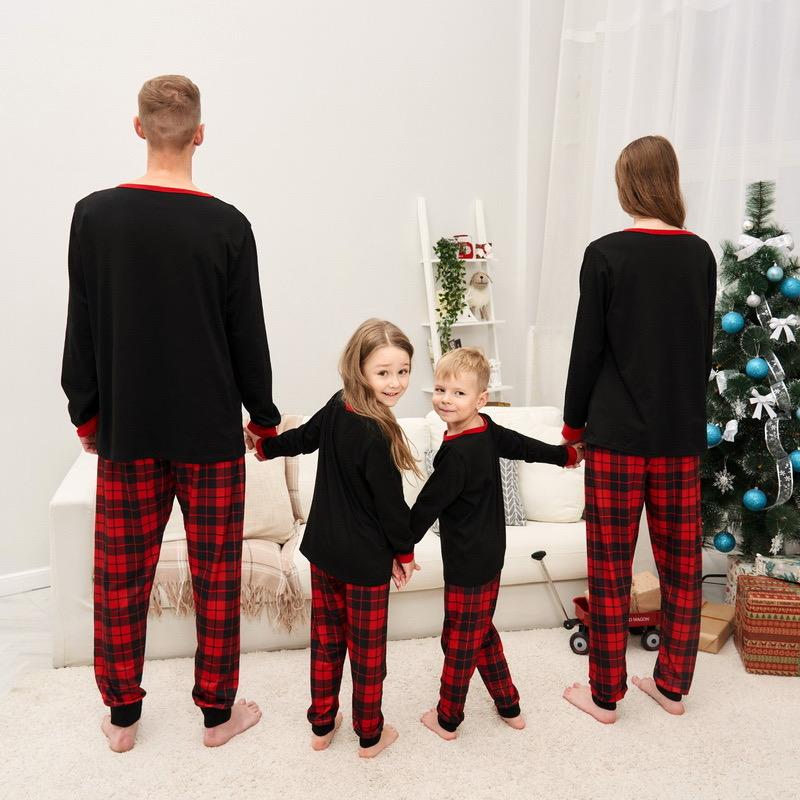 Christmas Family Pajamas Sets, BengUp Christmas Pajamas for Family Long Sleeve Pjs Matching Sets with Plaid Pants Soft Sleepwear Loungewear