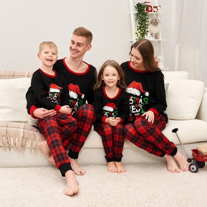 Christmas Family Pajamas Sets, BengUp Christmas Pajamas for Family Long Sleeve Pjs Matching Sets with Plaid Pants Soft Sleepwear Loungewear
