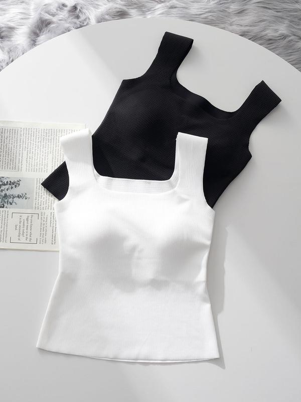 Women's Solid Textured Wireless Bralette, Casual Comfy Built-in Cup without Underwire for Daily Wear, Basic Lingerie Top for All Seasons