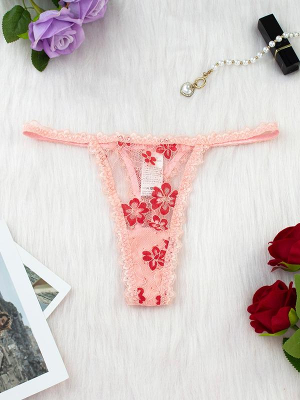Women's Floral Print Sheer Sexy Lace Lingerie Set, Elegant Bow Decor Underwire Bra & Thong Set, Soft Comfy Breathable Lingerie Set for Women
