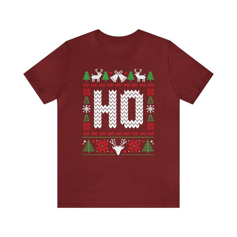 Funny Couples Ugly Christmas T-Shirt, Unisex Couples Sweater Matching Ugly Christmas Shirt, Where My Ho At, Party T-Shirt