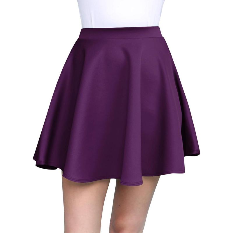 Women's Basic Versatile Stretchy Flared Casual Mini Skater Skirt XS-3XL Plus Size