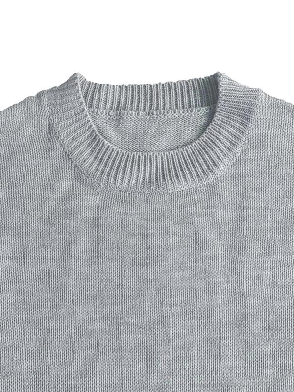 Women's Plain Drop Shoulder Sweater Pullover, Casual Long Sleeve Round Neck Jumper for Daily Outdoor Wear, Ladies Knitwear for All Seasons