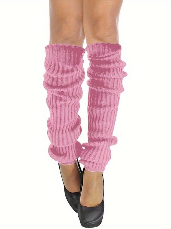 3 Pairs Minimalist Solid Textured Ribbed Leg Warmers, Casual Soft Cozy Warm Leg Warmers for Fall & Winter, Sports Leg Warmers for Women & Girls