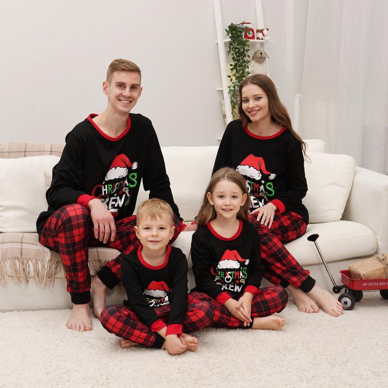 Christmas Family Pajamas Sets, BengUp Christmas Pajamas for Family Long Sleeve Pjs Matching Sets with Plaid Pants Soft Sleepwear Loungewear