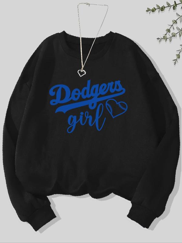 Women's Letter Print Crew Neck Sweatshirt, Casual Long Sleeve Pullover for Fall & Winter, Women's Clothes for Daily Wear
