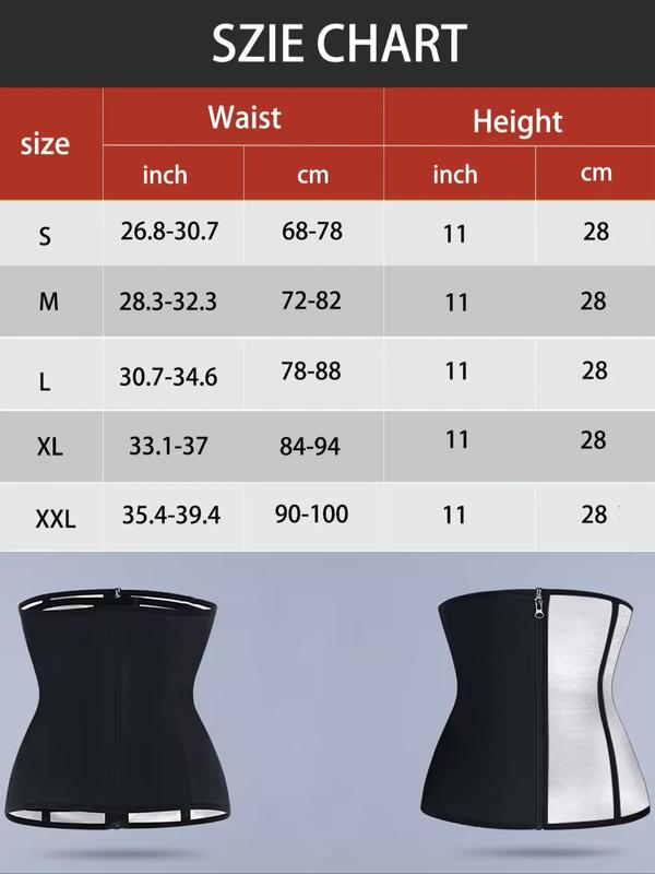 Women's Adjustable Zipper Waist Trainer, Hook Eye Design Solid Tummy Control Waist Cincher, Back To School Clothes, Workout Gym Exercise Clothing Accessories, Fall Outfits, Fallfreshness Clothes, Waist Trainer for Women