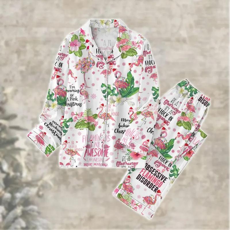 Christmas Flamingo Cute Animal Pajamas Christmas, Family Pajamas For Party, Tropical Xmas Midnight Pajamas