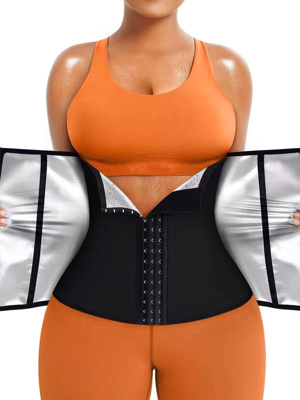 Women's Adjustable Zipper Waist Trainer, Hook Eye Design Solid Tummy Control Waist Cincher, Back To School Clothes, Workout Gym Exercise Clothing Accessories, Fall Outfits, Fallfreshness Clothes, Waist Trainer for Women