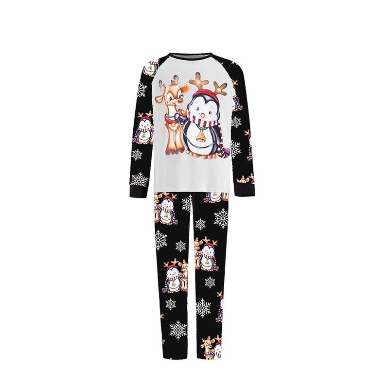 Family Matching Christmas Pajamas Set, Long Sleeve Christmas Cartoon Elk Print Tops Trousers Suit for Kid Dad Mom   Romper Womenswear Clothing