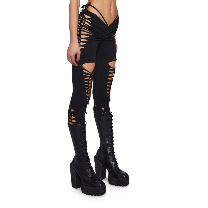 Crossfade Shredded Leggings- Black
