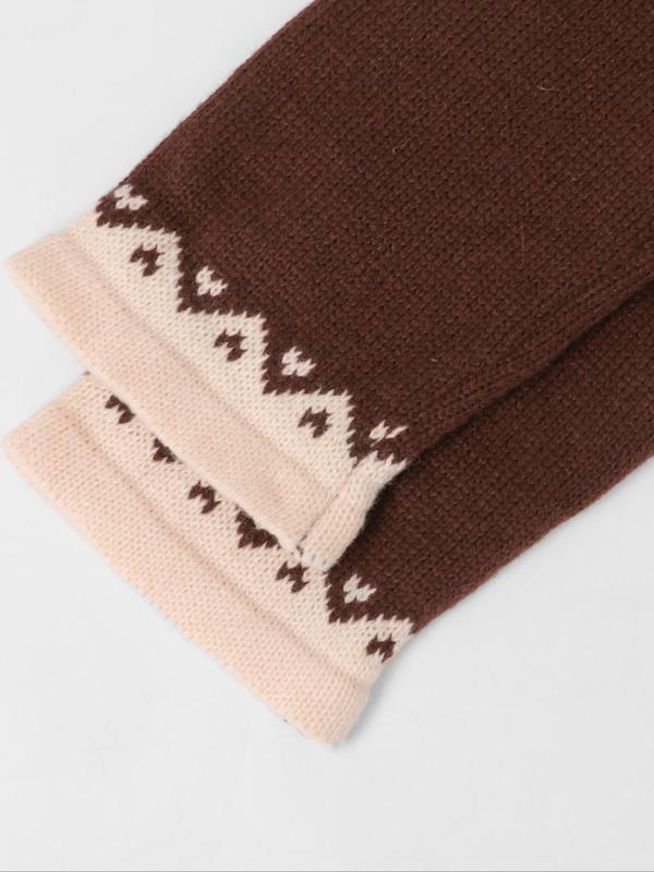 Women's Geometric Jacquard Button Front Scoop Neck Sweater, Casual Long Sleeve Jumper for Fall & Winter, Fashion Ladies' Knitwear for Daily Wear
