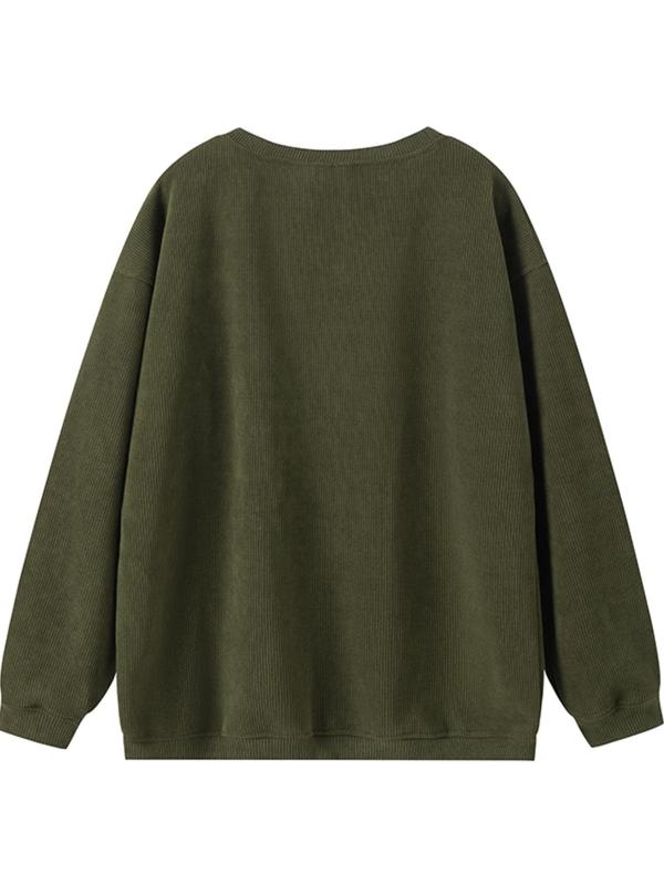Women's Plain Drop Shoulder Sweatshirt, Casual Long Sleeve Round Neck Pullover for Fall & Winter, Women's Clothing for Daily Wear