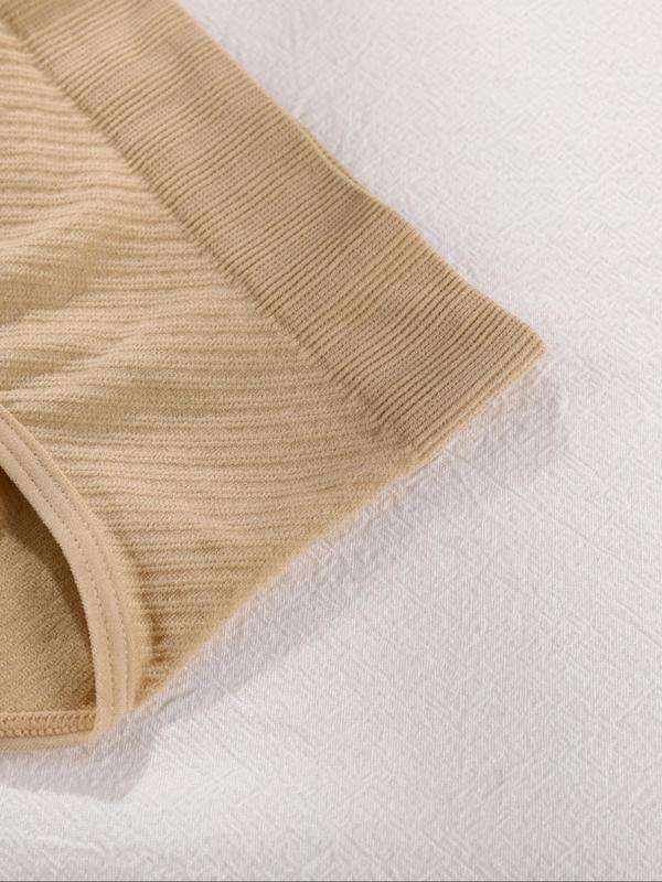 Women's Solid Color Textured Seamless Panty, Soft Comfy Breathable Knicker for Daily Wear, Underwear for All Seasons