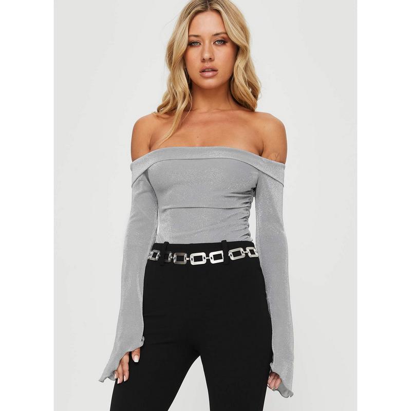 Tullo Off The Shoulder Bodysuit Grey