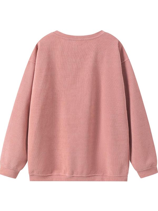 Women's Plain Drop Shoulder Sweatshirt, Casual Long Sleeve Round Neck Pullover for Fall & Winter, Women's Clothing for Daily Wear