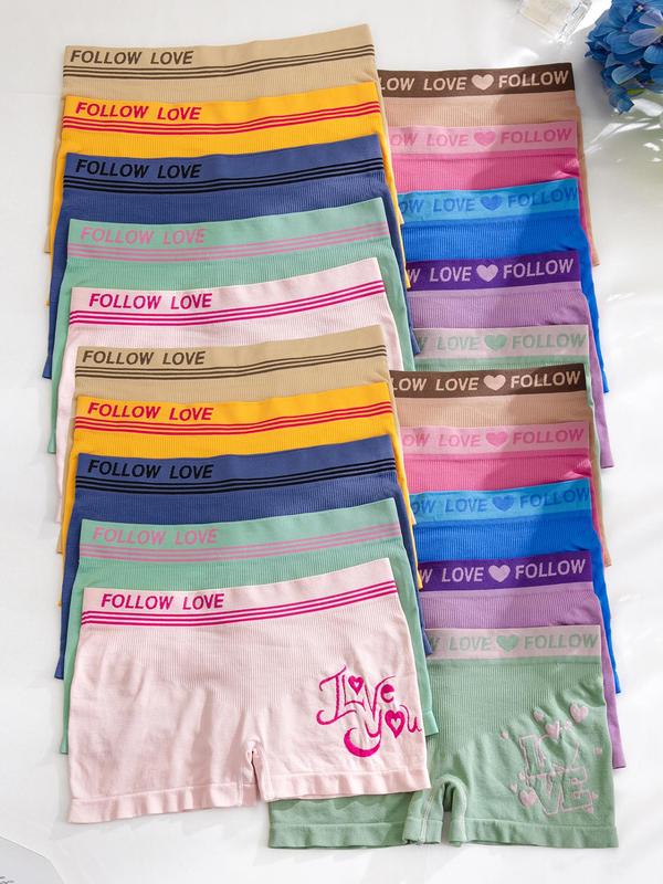 Women's Letter Tape Drop Waist Boyshorts, Soft Comfy Breathable Knicker for Daily Wear, Panties for Women, Underwear for All Seasons