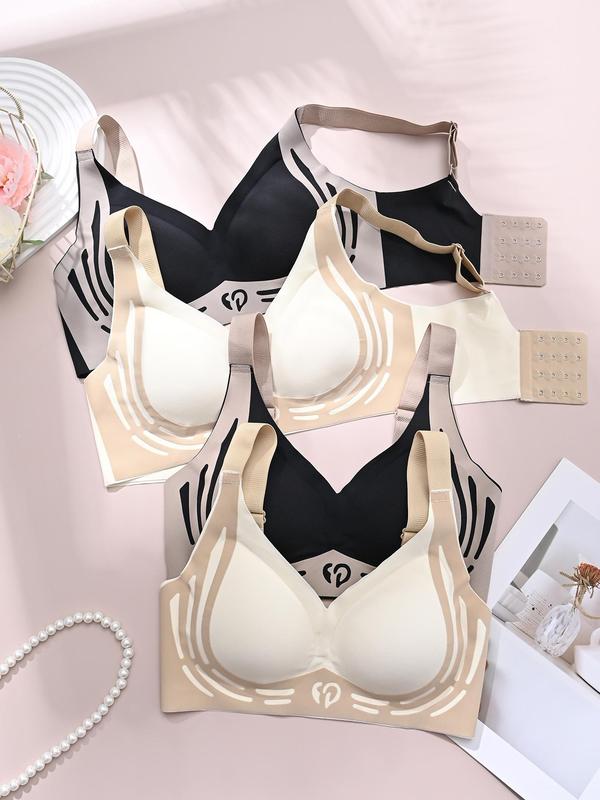 Women's Solid Color Wireless Bra, Adjustable Strap Push Up Bras for Women, Soft Comfortable Breathable Lingerie for All Seasons