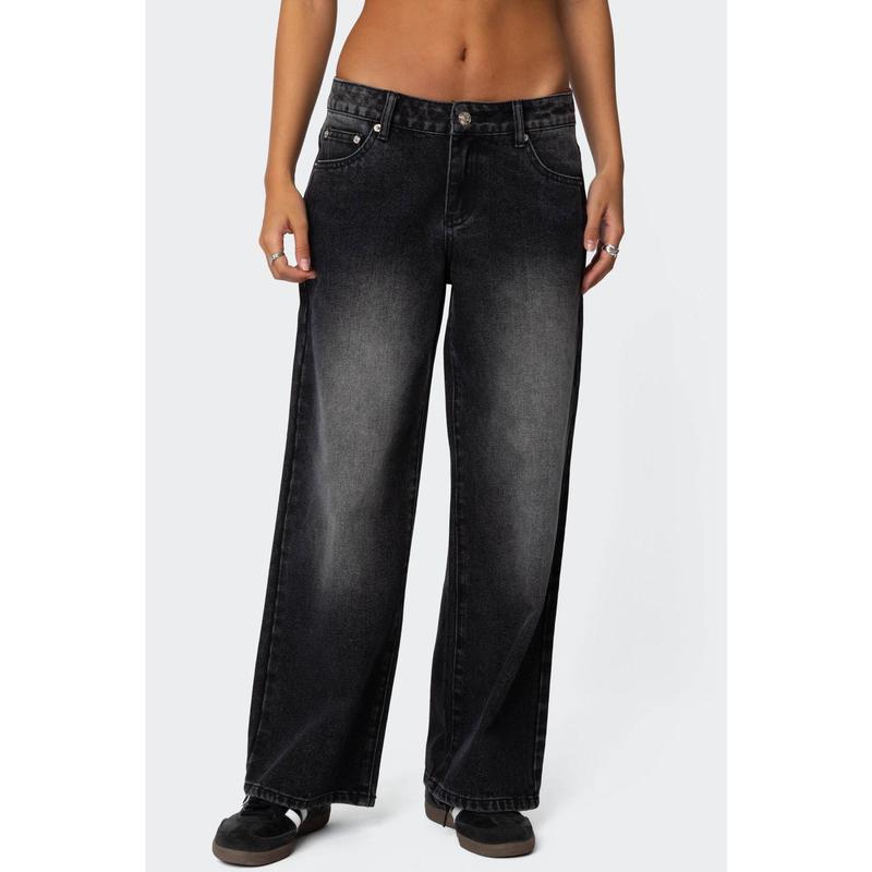 Petite Magda Low Rise Acid Wash Jeans