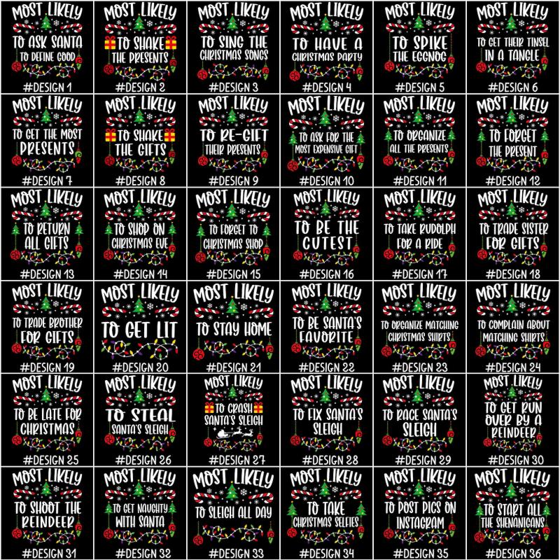 144 Quotes Most Likely to Christmas Shirt, Family Matching Christmas T-Shirts, Christmas Shirt, Funny Christmas Shirt, Family Pajamas