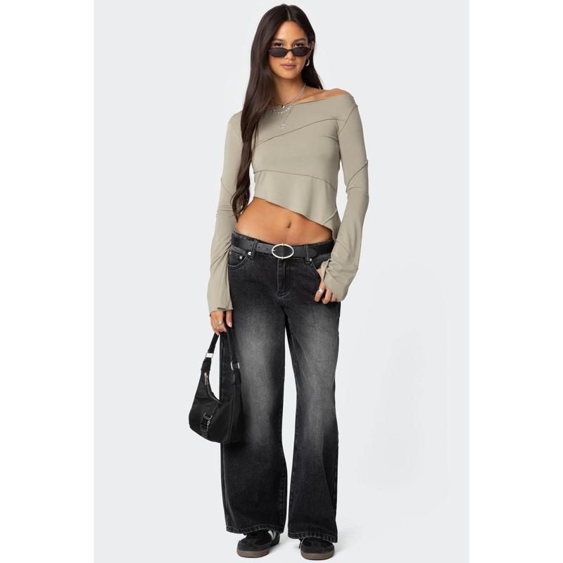 Petite Magda Low Rise Acid Wash Jeans