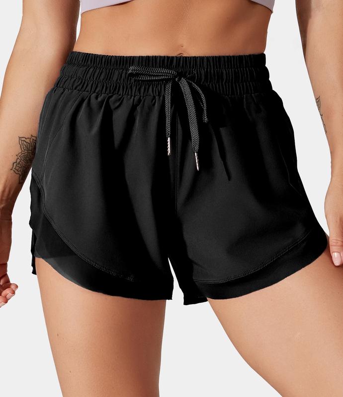 Halara Drawstring Contrast Mesh 2-in-1 Shorts Summer Outfit