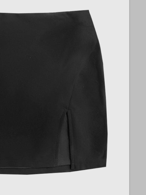 Women's Solid Split Thigh Short Skirt, Casual High Waist Bodycon Skirt, Ladies Summer Bottoms for Daily Wear