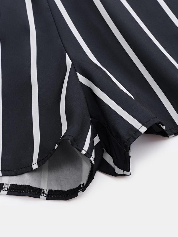 YOZY [size 0 2-14] Striped Print V Neck Wrap Cami Romper, Casual Fashion Adjustable Strap Sleeveless Ruched Romper, 2024 Women's Summer Outfits for Daily Wear, [XS-XXL]