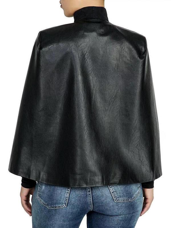 Women's Solid Pocket Cloak Sleeve Cape Coat, Casual Jackets, Long Sleeve Open Front Pu Outerwear for Fall & Winter, Jackets for Women, Ladies Clothes for Daily Wear Winter Clothes Women