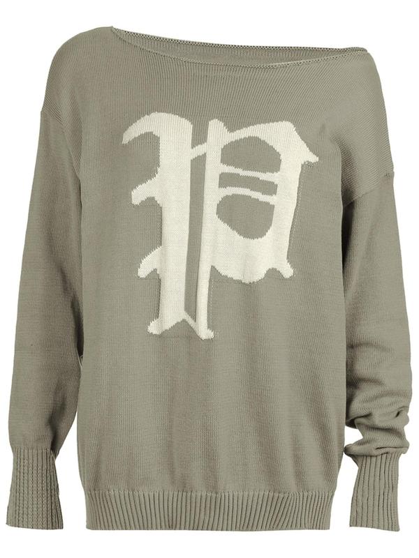 Women's Letter Print Drop Shoulder Sweater, Casual Asymmetrical Neck Long Sleeve Jumper for Fall & Winter, Sweaters for Women, Women's Winter Sweaters 2024, Fashion Ladies' Knitwear for Daily Wear