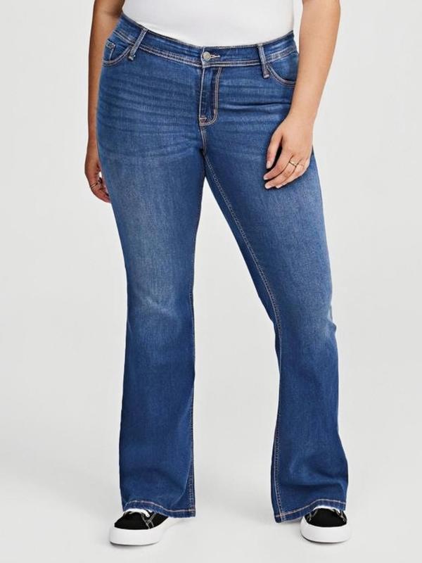  Solid Button Pocket Flare Leg Jeans, Casual Comfy Denim Jeans for Daily Wear, Women's Bottoms for All Seasons