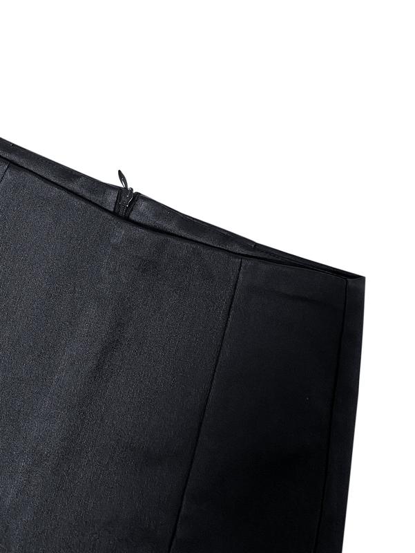 Women Elegant Chic PU Leather Mini Skirt,High Waist Solid Color Skinny Split Skirt Shorts