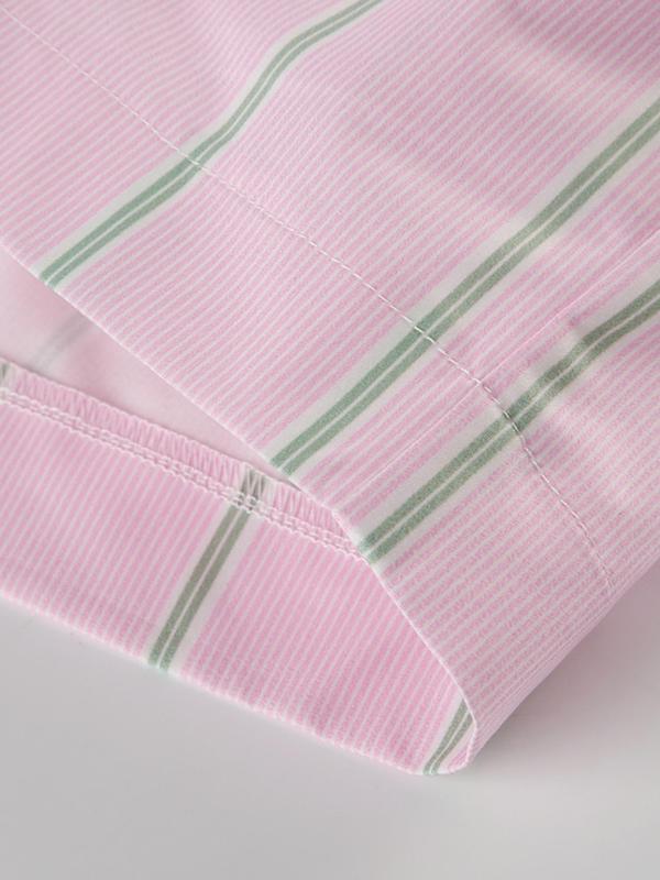 Women's Striped Print Button Front Elastic Waist Shorts, Casual Pocket Straight Leg Shorts for Summer, Fashion Women's Bottoms for Daily Wear