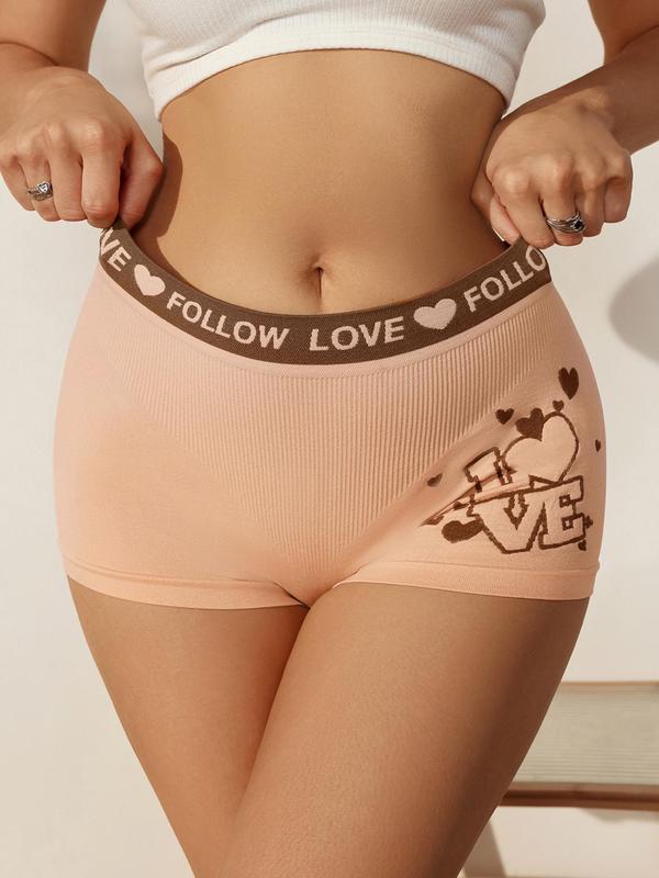 Women's Letter Tape Drop Waist Boyshorts, Soft Comfy Breathable Knicker for Daily Wear, Panties for Women, Underwear for All Seasons