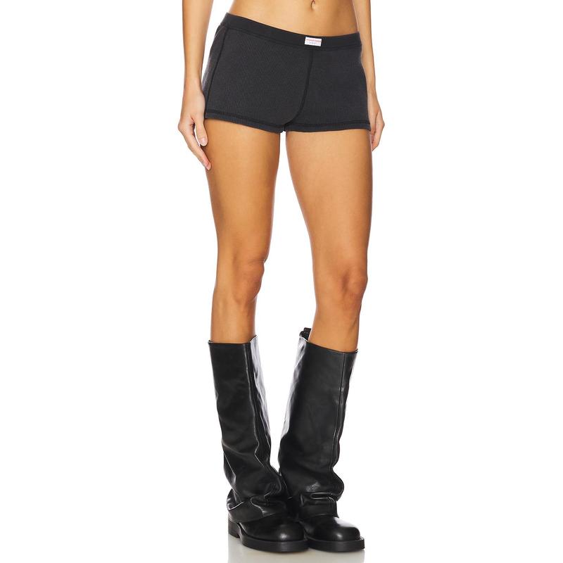 Alexander Wang Waffle Shorts in Washed Black