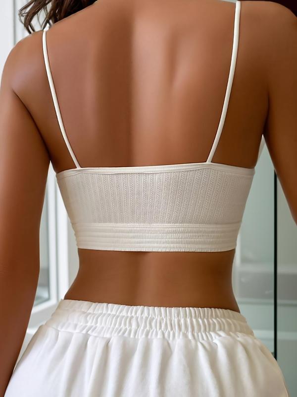 Women's Solid Textured Backless Lingerie Top, Push Up Bra, Fashion Casual Plain Sleeveless Crop Top for Daily Wear, Casual Clothes for All Seasons