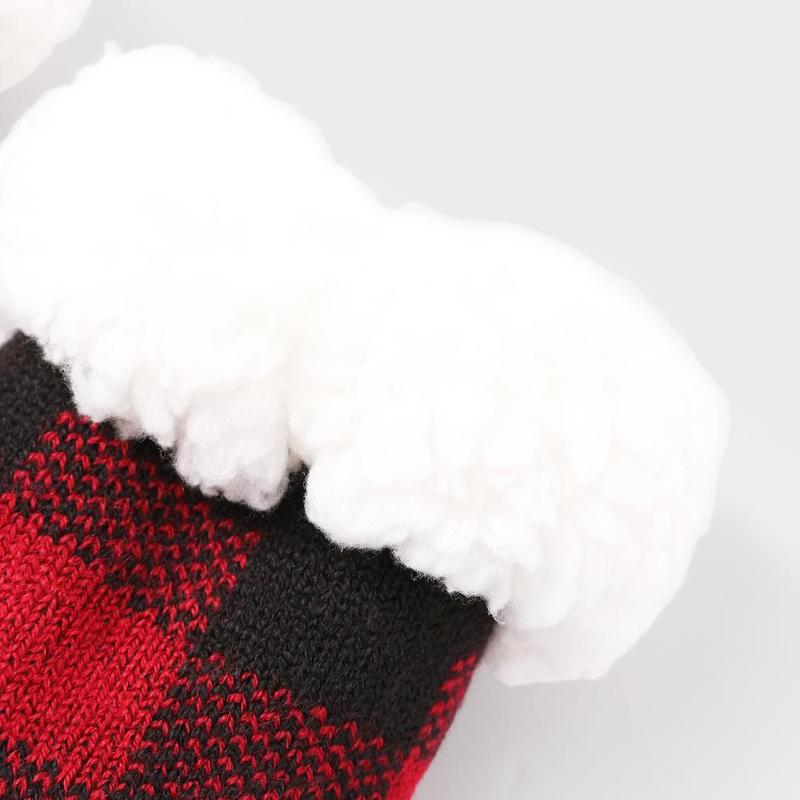 PatPat Christmas Socks Family Matching Red&Black Plaid Check Pattern Anti-Slip Floor Socks