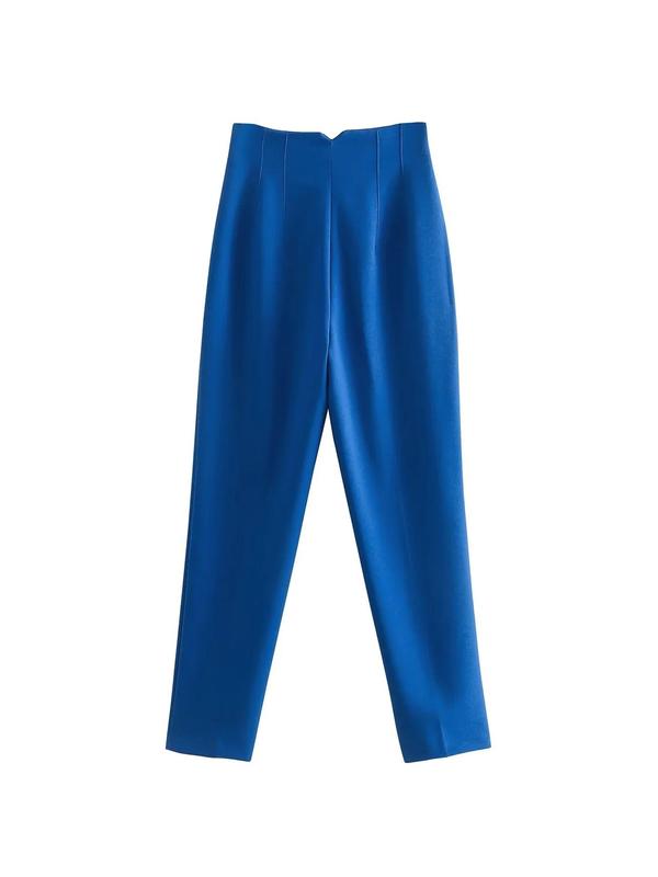 Women's Solid Seam Detail High Waist Tapered Carrot Pants with Pockets, Elegant Trendy Trousers for Outdoor Work Business, Fall Outfits, Fallfreshness Clothes