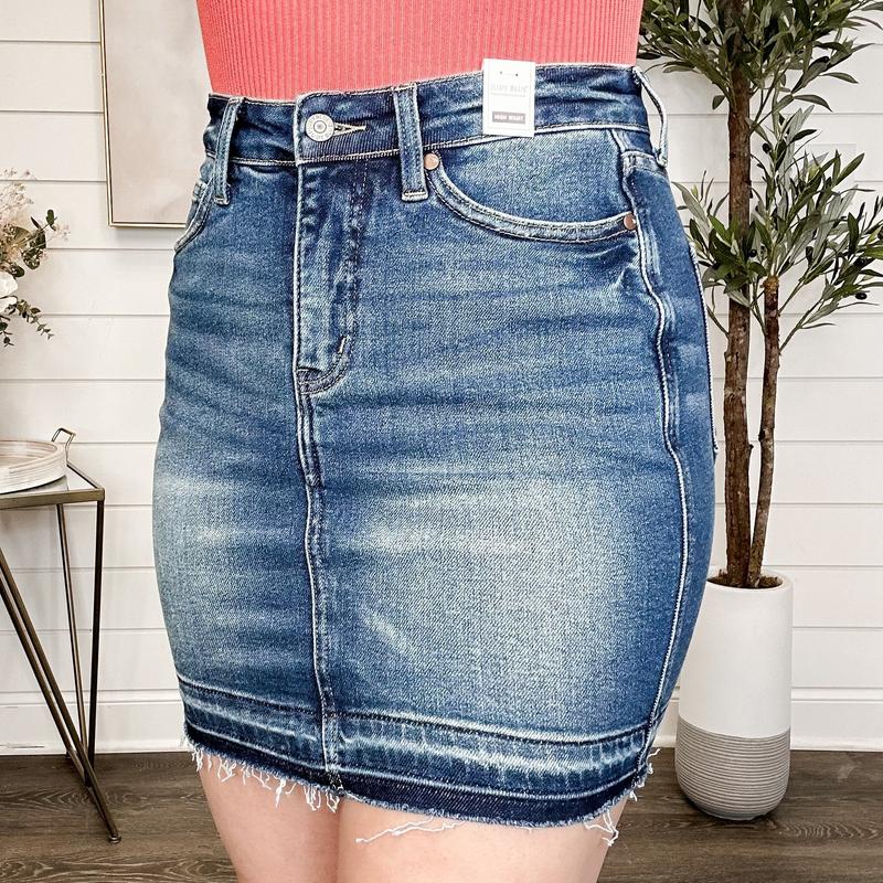 Judy Blue Khloe Tummy Control High Rise Dark Wash Skirt
