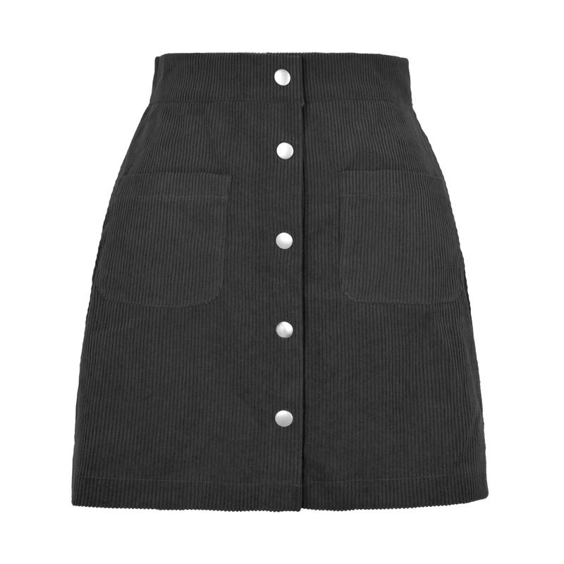 Corduroy Sheath Skirt Single-Breasted Slim Fit Solid Skirt Women's Clothing Fashion Womenswear
