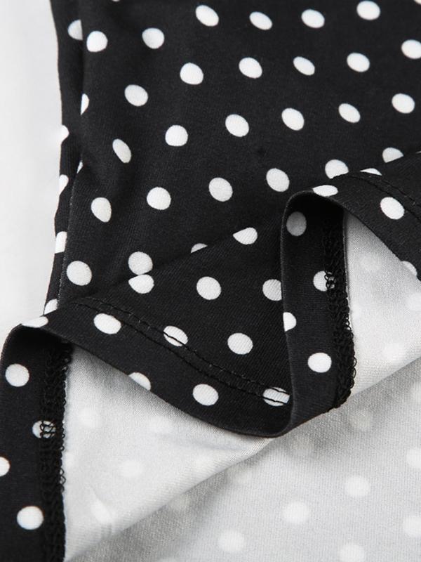 Women's Polka Dot Print Boat Neck Tee, Casual Long Sleeve T-shirt for Fall & Winter, Women's Clothing for Daily Wear
