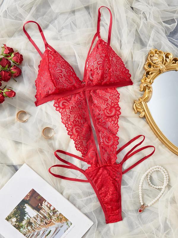Women's Floral Lace Cut Out Teddy Bodysuit, Sexy Romantic Lingerie for Daily Wear, Women's Lingerie for All Seasons
